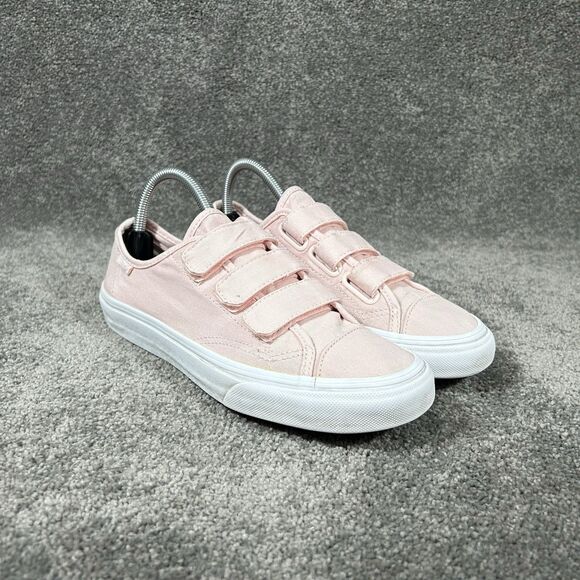 Vans Prison Issue Womens Sz 8.5 Mens Sz 7 Pink Twill Adjustable Strap Shoes Used - Picture 1 of 11